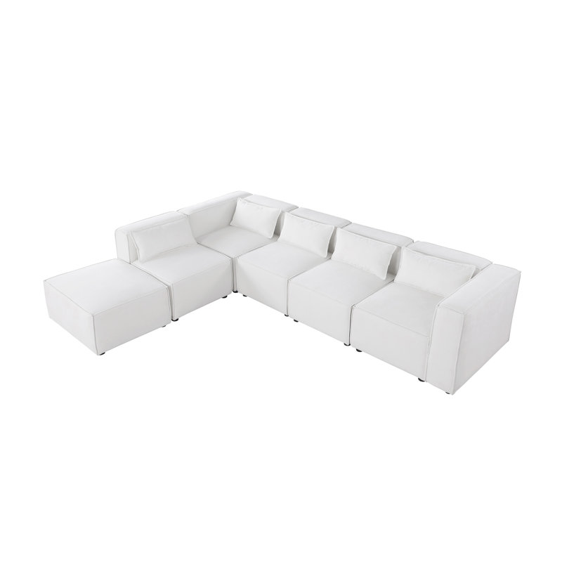 Canapé modulaire en tissu chenille beige, simple et grandiose, l'assise et le dossier sont très doux. c'est aussi un