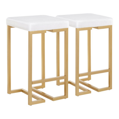 Tabouret de comptoir doré avec coussin en velours