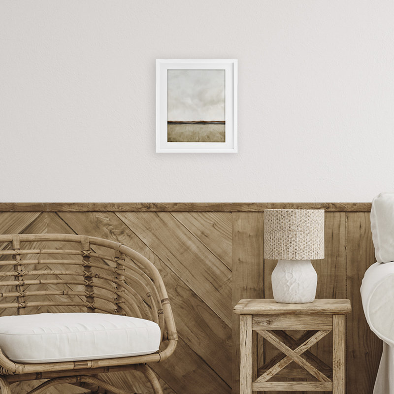 «Distant View in Neutrals», reproduction encadrée sous verre, conception de Kim Allen, Cadre blanc côtier, H 21 po x l 17 po
