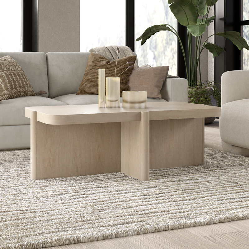 Laguna 45" Wide Rectangular Coffee Table in Alder White, Cream