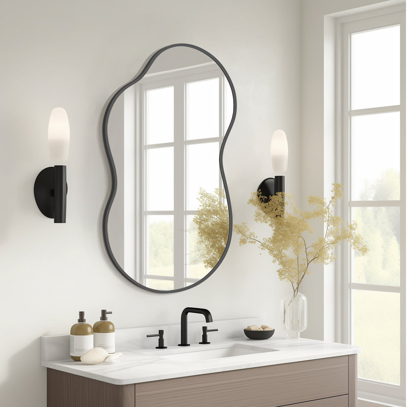 Miroir mural Irrégulier, Noir, 36 po x 20 po