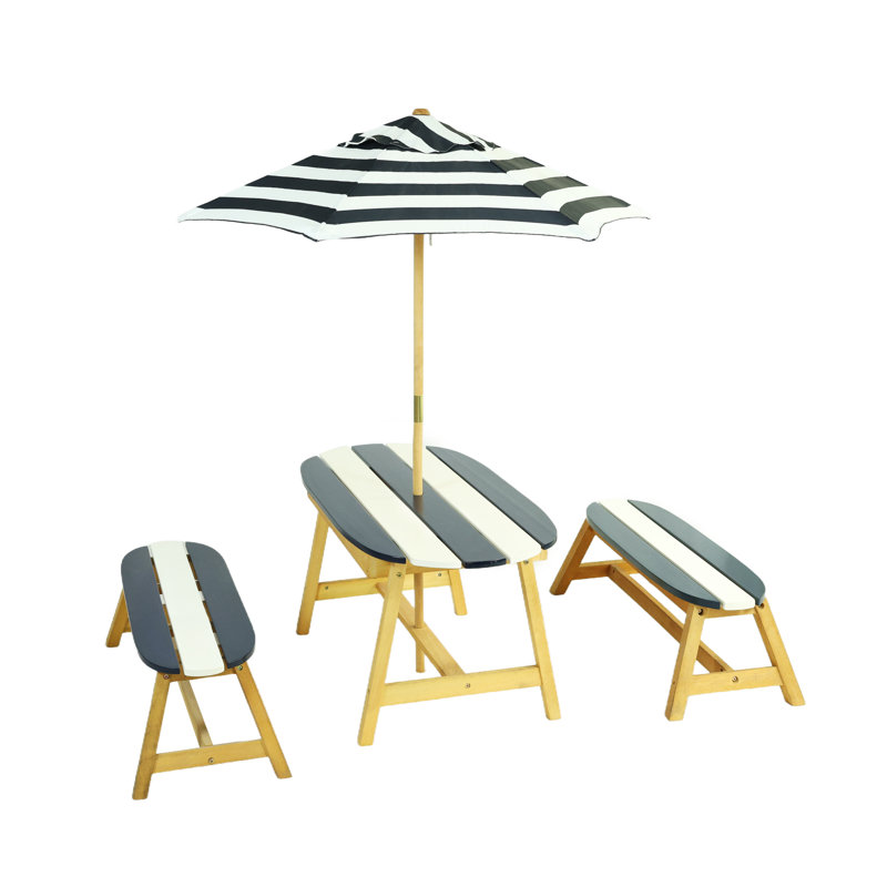 Table de pique-nique avec parasol Naturally Playful Kids, jouets d'intérieur / extérieur - bleu foncé