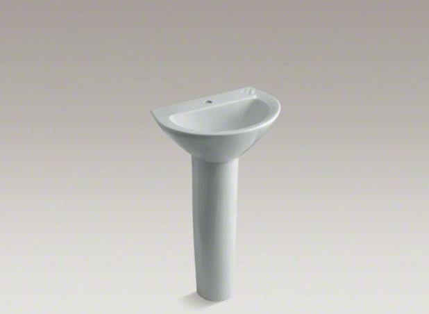 Parigi® Ceramic 20" Pedestal Bathroom Sink, Almond, Single