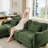 Chenille  Loveseat with Movable Ottoman (Green)