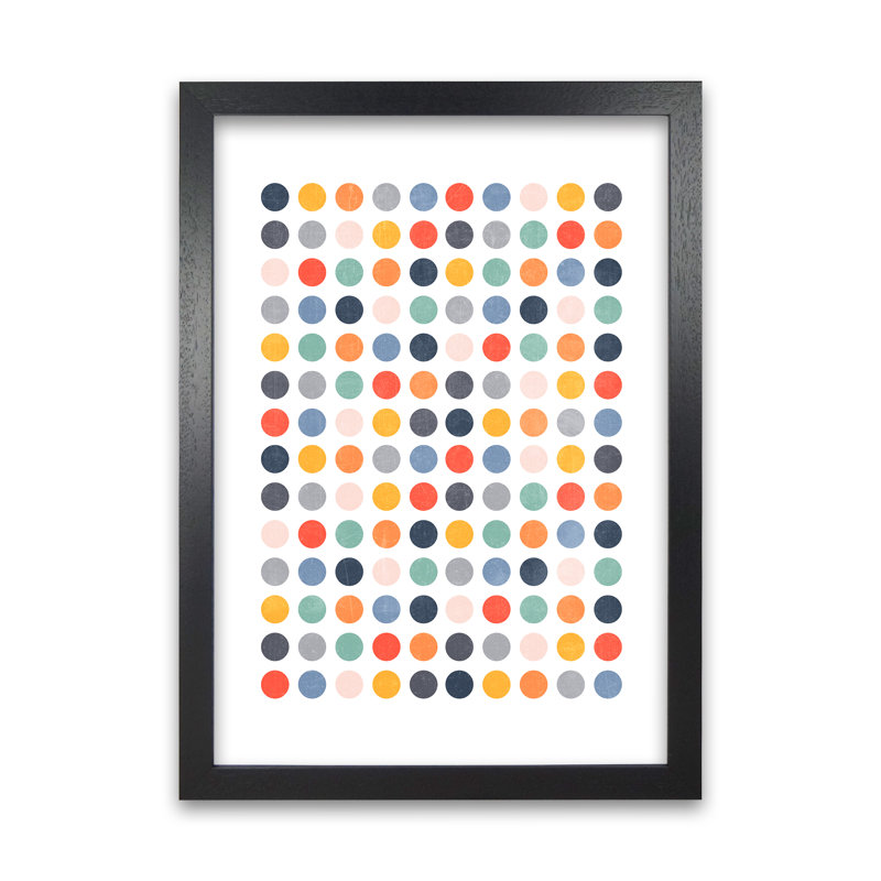 Scandinavian Dots Artwork Original - Print, 42cm H x 30cm W x 3cm D, Black Frame