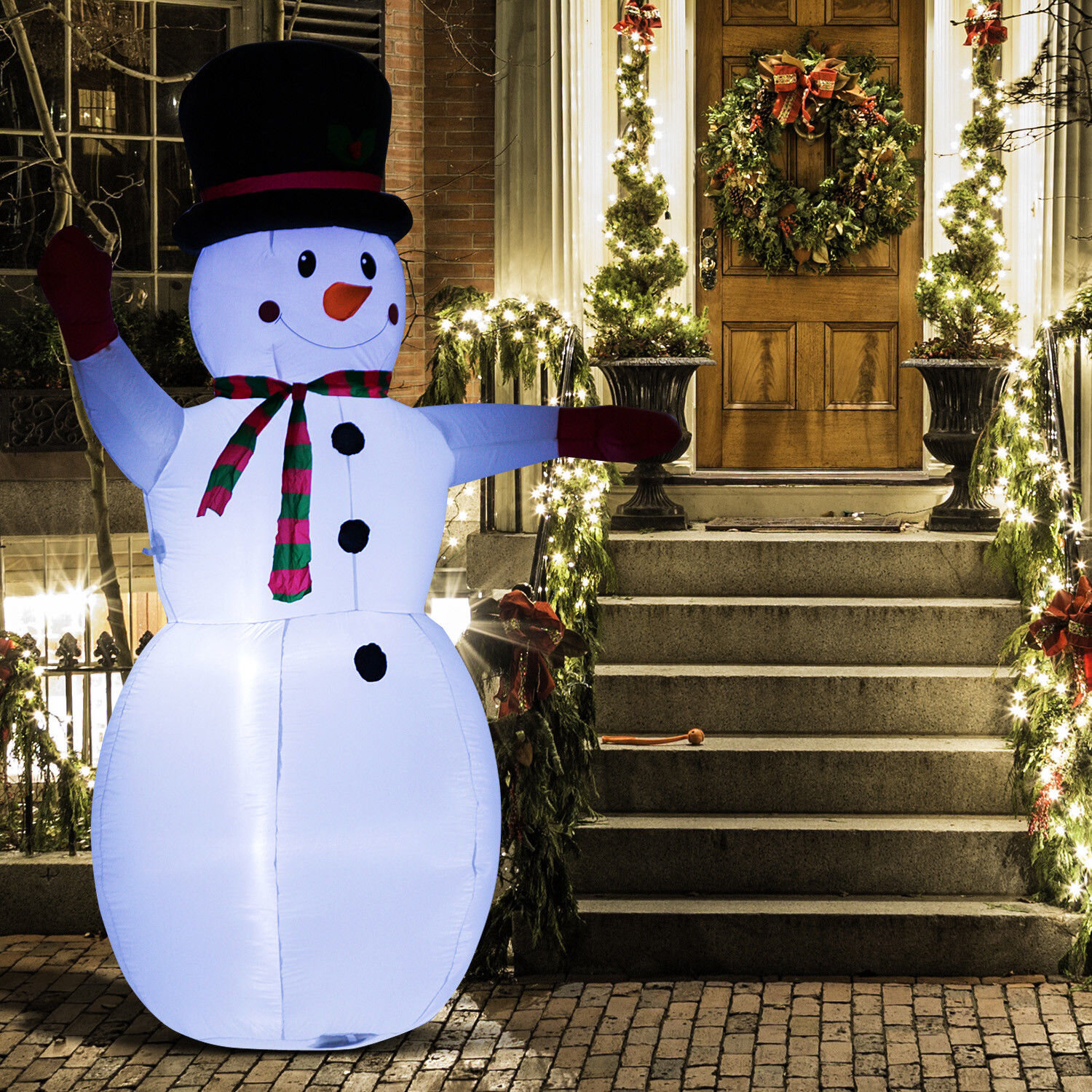 The Holiday Aisle® Waving Snowman LED Lighted Outdoor Air Blown ...