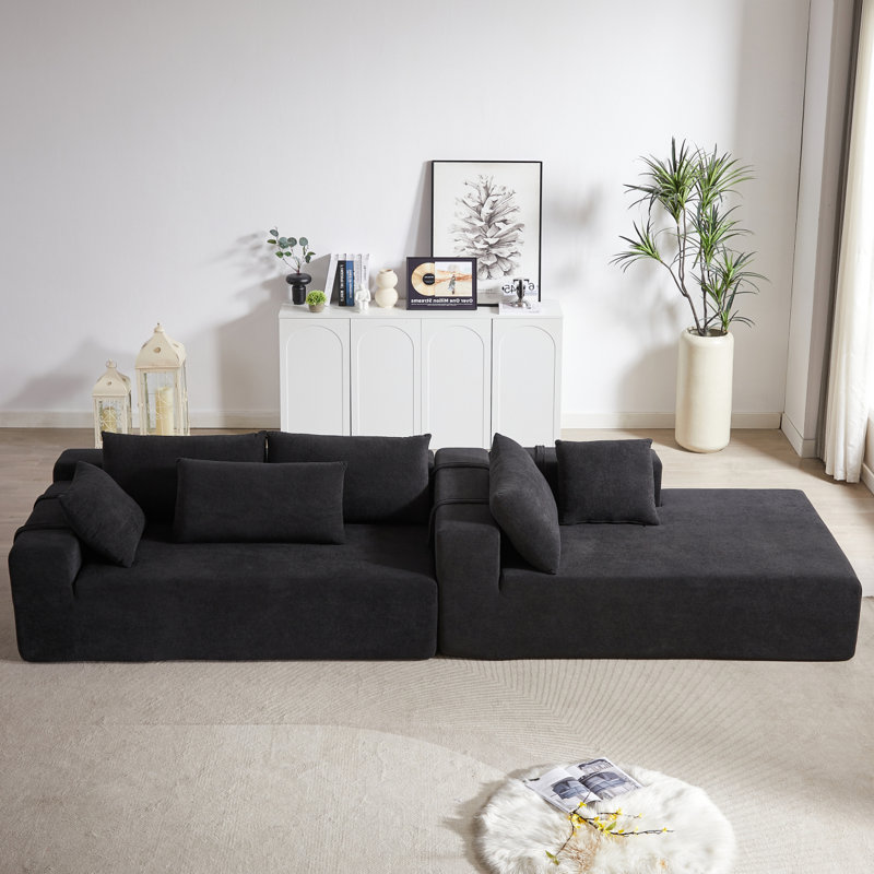 Canapé modulaire de luxe Chenille, Orienté à droite, Noir