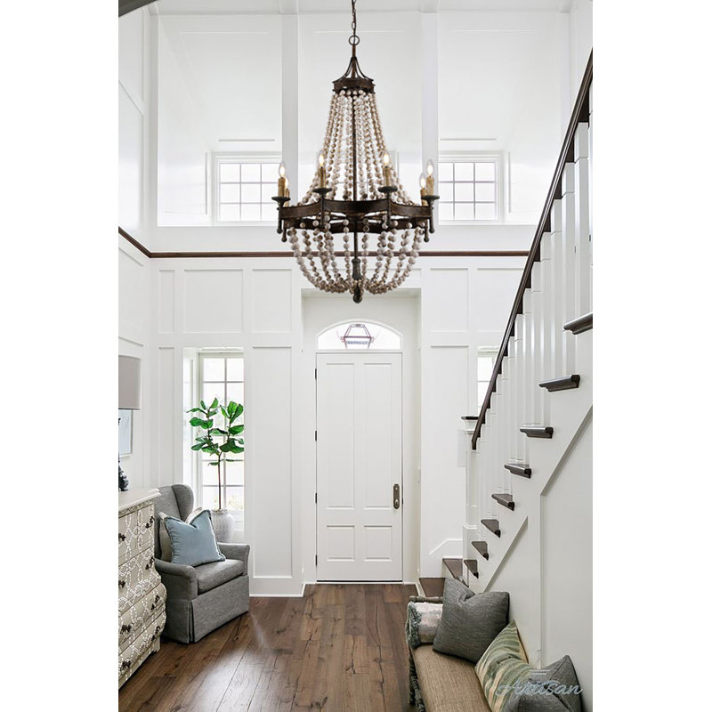 8 - Light Candle Style Teardrop Bead Empire Chandelier