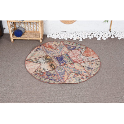 Vintage Rug, Red Cool Rugs, Neutral Rug, 3.4x3.4 ft Small Rugs, Turkish Rug, Anatolian Rugs