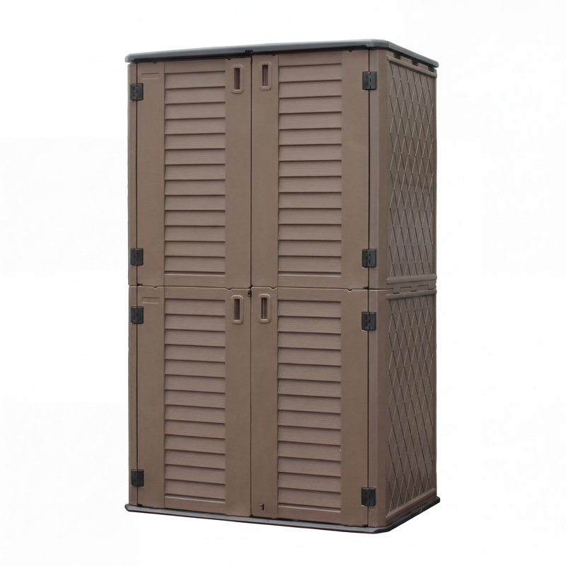 Remise de rangement extérieure double panneau en PEHD 260 gallons, Brun