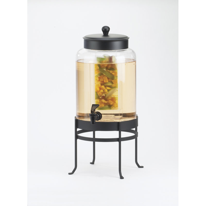 Silver Glass Beverage Dispenser with Infusion Chamber and Black Base