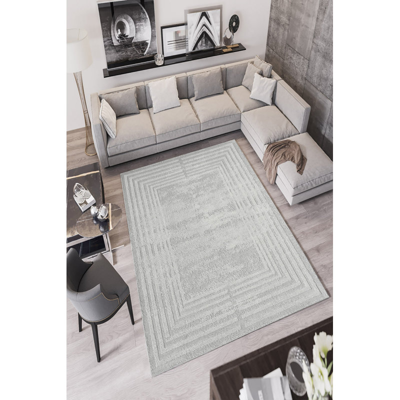 Tapis écologique, 100% polyester, 5,2 x 7,5 pi | Pois antibactérien antidérapant en PVC, hauteur de poils de 0,16 po | Lavable à la machine, impression numérique | Parfait pour le salon, la chambre à coucher et la salle à manger