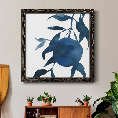 Indigo orange I-Premium, toile encadrée - prête à être accrochée
