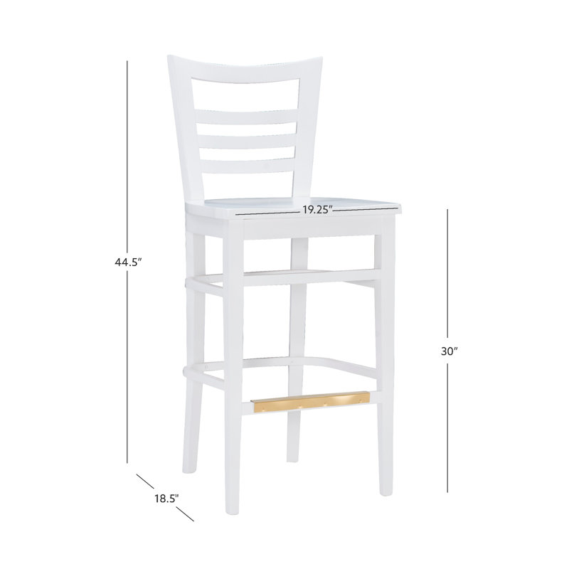 Ensemble de 2 tabourets de bar en bois massif Michalah, Blanc