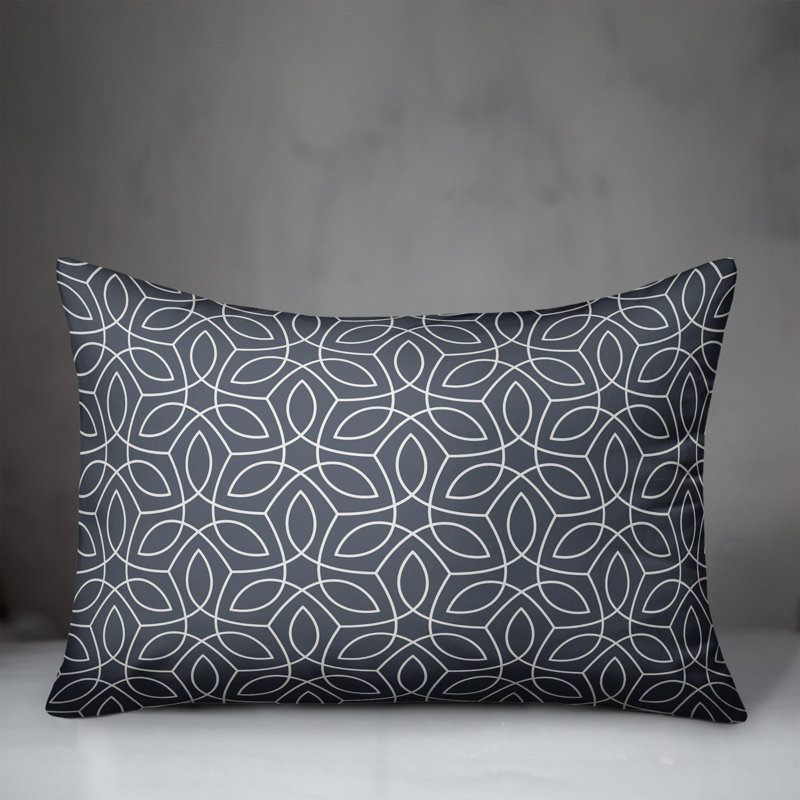 Floral Outdoor Reversible Throw Pillow, 18"H x 25"W, Slate
