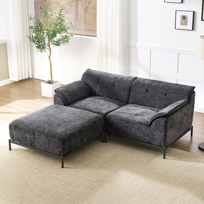 Canapé modulaire en L revêtu de chenille Modern