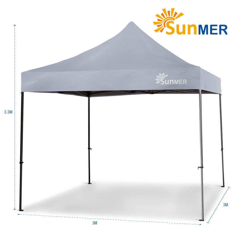 3m x 3m Steel Pop-Up Gazebo, Grey