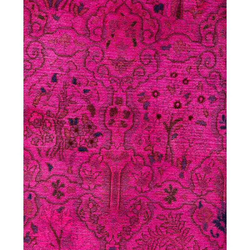 Overdyed Hand-Knotted Wool Modern-Contemporary Pink Runner 2' 6" x 7' 5"