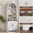 6-tier Farmhouse Arched Bookcase With Doors And Open Display Shelves – White-623929752