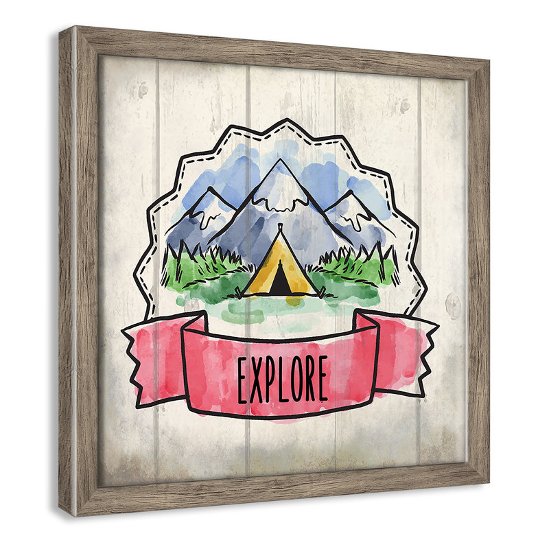 «Adventure is out There 2», art encadré, 12" H x 12" W x 1.18" D, Encadré plat de bois de grange gris