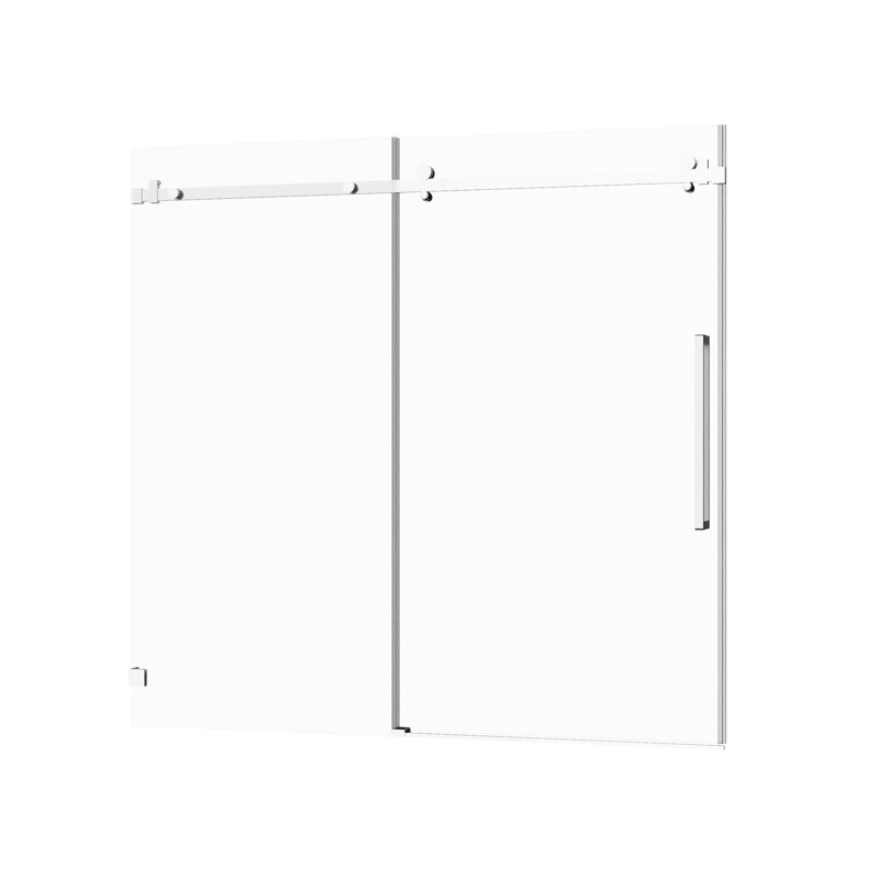 60" W X 58" H Modern Sliding Glass Shower Door, 6Mm Tempered Clear Glass, , Waterproof Edge, Large Silent Pulleys Sealing Strips, Smooth And Quiet Close
