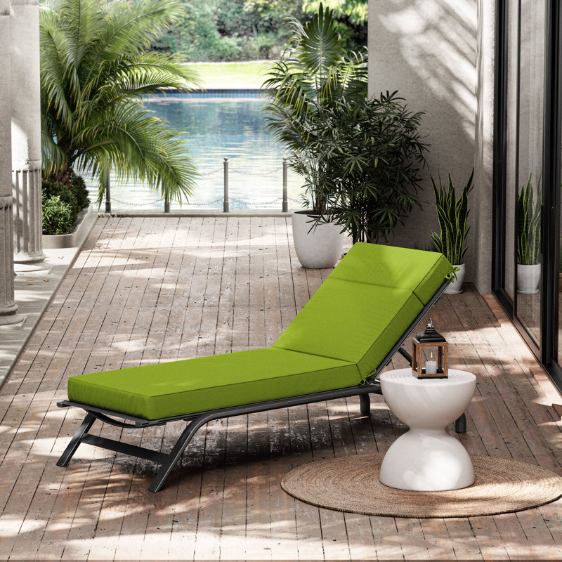 Outdoor Chaise Lounge Cushion – Weather-Resistant, Reversible, Plush Comfort, Pasture Green, 21" W x 72" D
