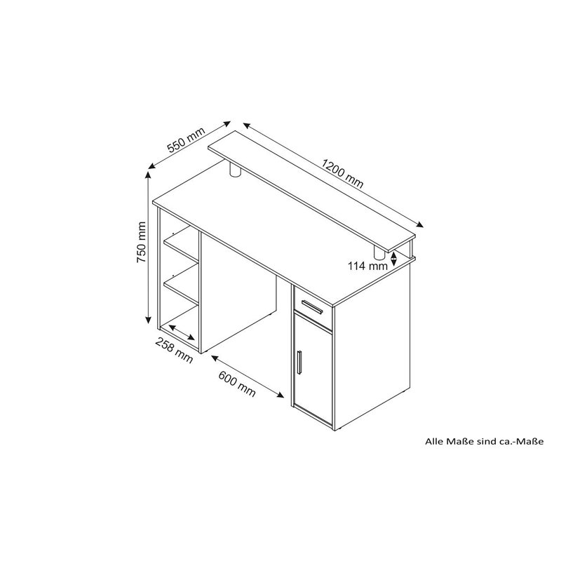 Wilton Desk, White/Anthracite, White