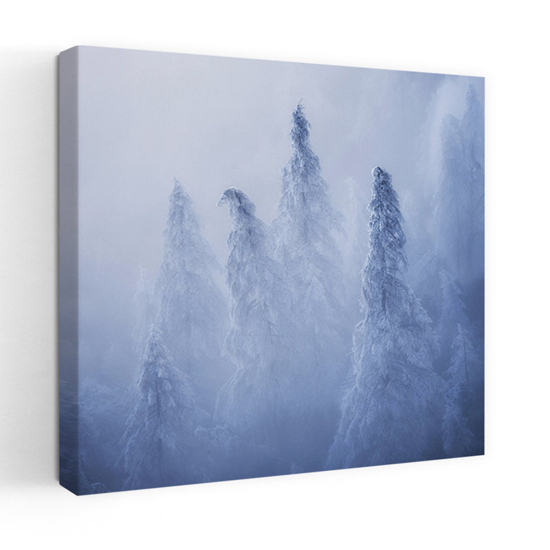 Ghosts Abstract Minimalist Fir Forest Landscape Wall Art by Ales Krivec - Wrapped Canvas Print, 45.72 cm H x 45.72 cm W