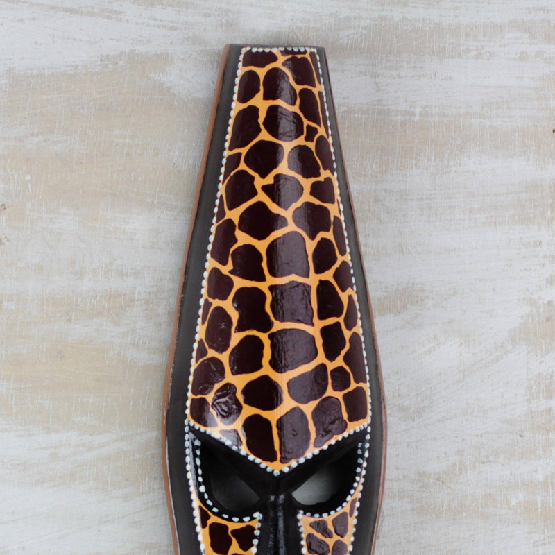 Masque en bois africain guépard gracieuse