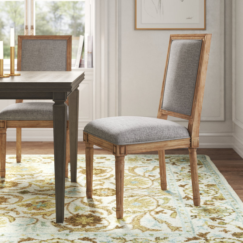 Hildemar Solid Wood Side Chair, Grey, Light Brown
