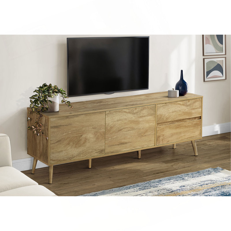 Meuble audio-vidéo polyvalent Mid-Century avec plusieurs options de rangement