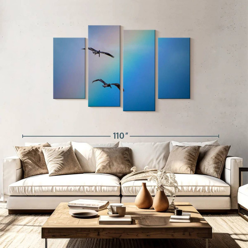 Brampt oiseaux et arc-en-ciel, H 48 po x l 75 po