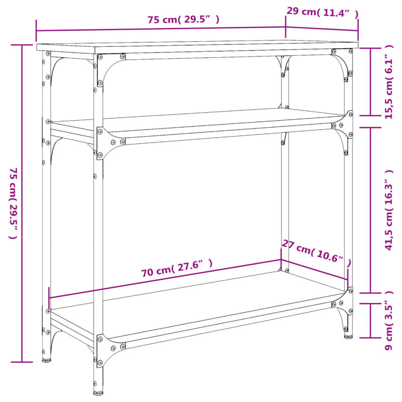 Console Table, Black, 75cm H x 75cm W x 29cm D
