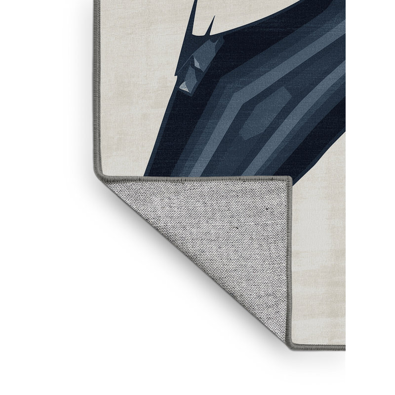 Machine Washable Osazee Pteranodon Art Deco Arc Rug in Gray – Gray Binding, 2x4