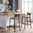Bar Stools, Set Of 2 Bar Chairs, Tall Bar Stools With Backrest, Industrial In Party Room, Rustic Brown And Black