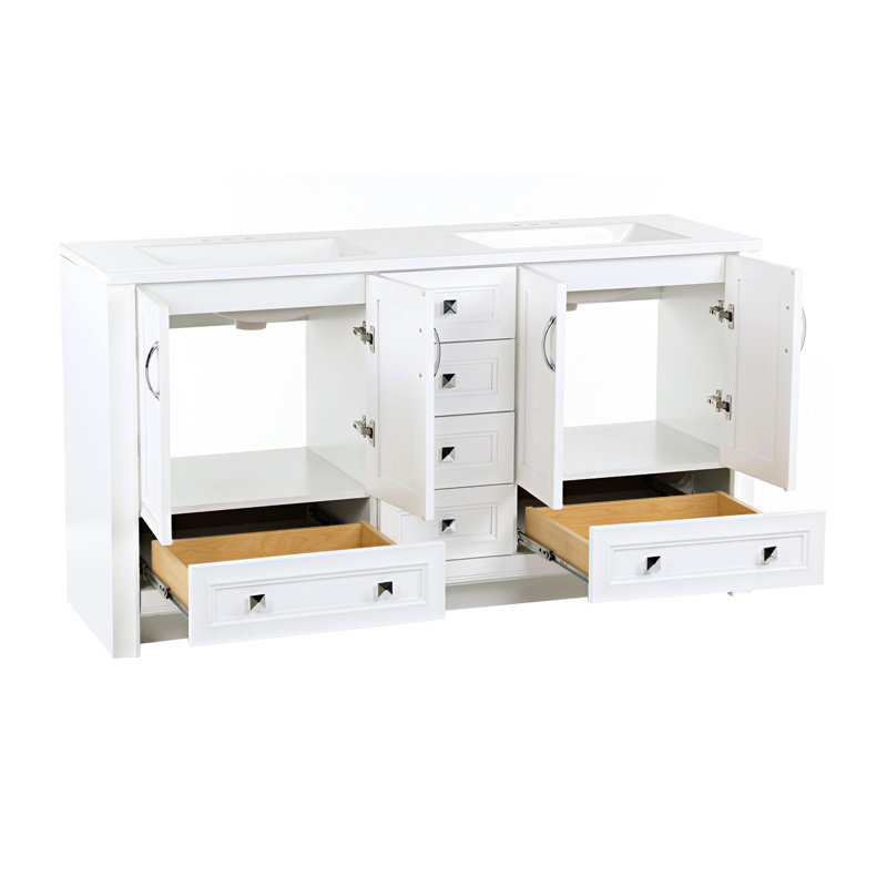Ensemble de meuble-lavabo double 60,5 po Nimay, Blanc