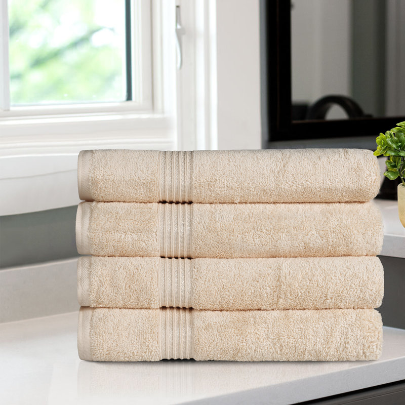 Blue Nile Mills 100% Standard Cotton Bath Towel (Set of 4), Ivory