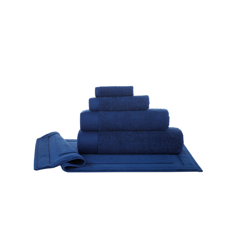 Navy Turkish Cotton Machine-Washable Textured Shower Mat