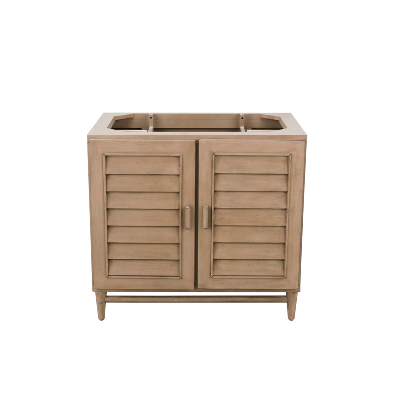 Portland 36'' W Single Vanity, Whitewashed Walnut, White Zeus, 8" Widespread