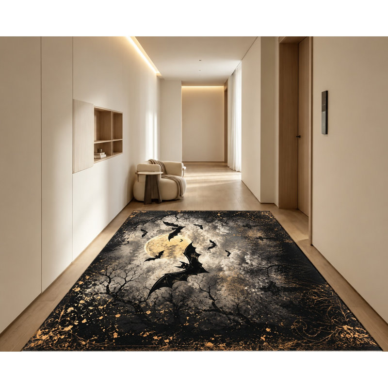 Tapis Spooky Bat Moon Night Halloween, Rectangle 8 pi 2 po x 5 pi 11 po (250 x 180 cm)