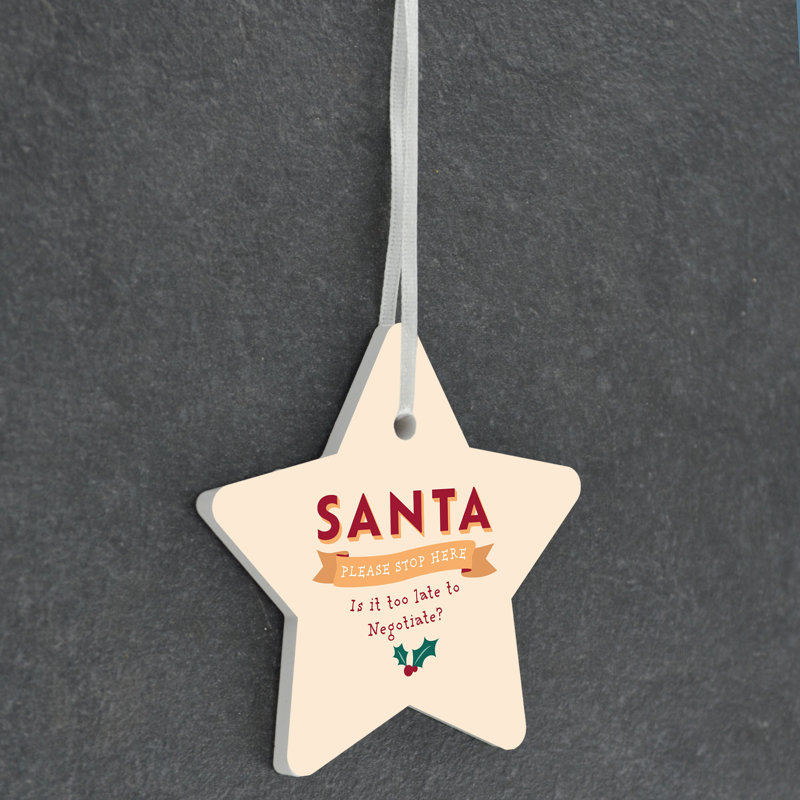 The Seasonal Aisle Santa Not Too Late Christmas Ceramic Holiday Shaped Ornament