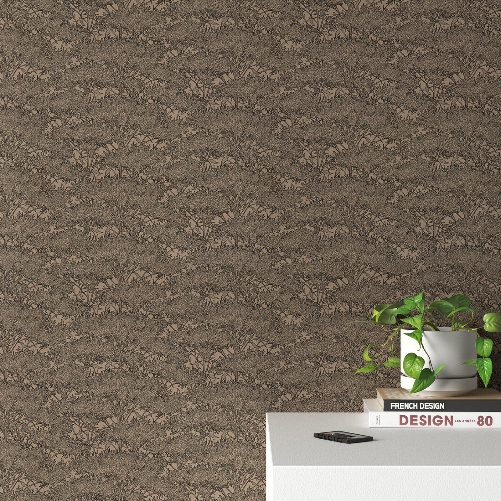 Leopold Floral Wallpaper, Brown