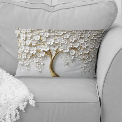 White Orchid Tree Garden Of Branches Iii I - Tree Floral Printed Pillow