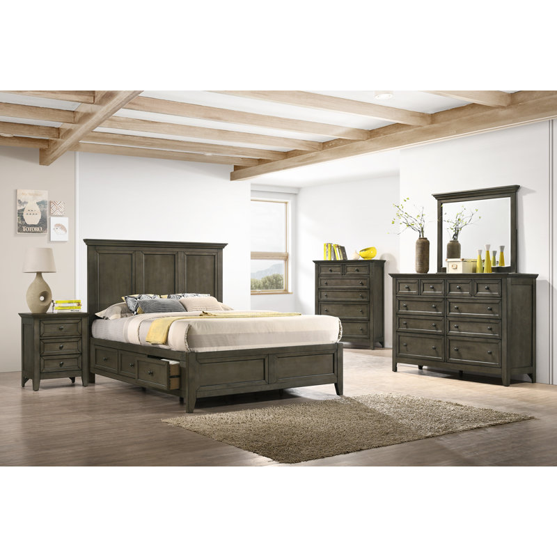 Gray Transitional 3-Drawer Solid Wood Nightstand
