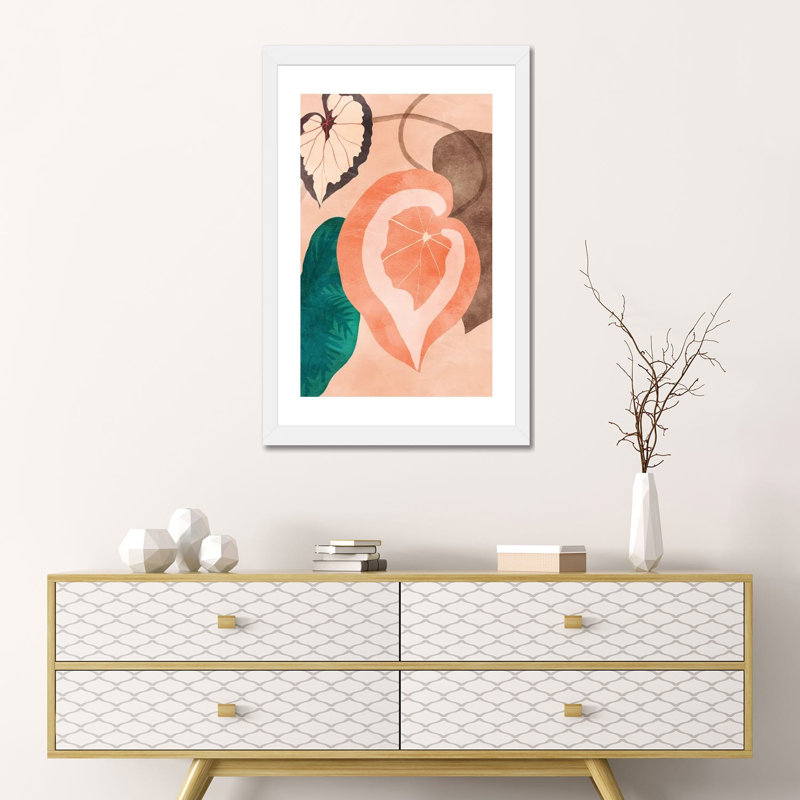 Tropical Leaves II, White Paper, White, 24" H x 16" W x  1" D