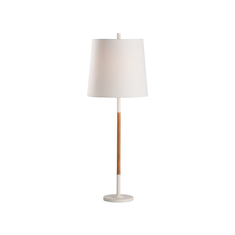 Amelia Rattan Lamp - Aged Brass, White/Brown