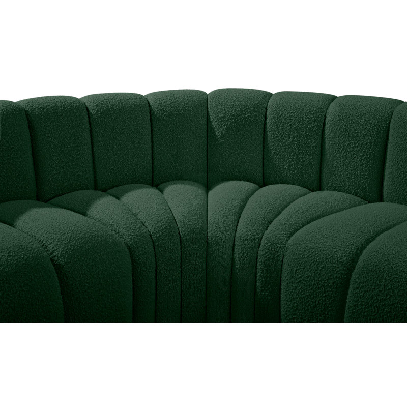 Canapé et chaise rembourrés Hisa, Tissu bouclé vert