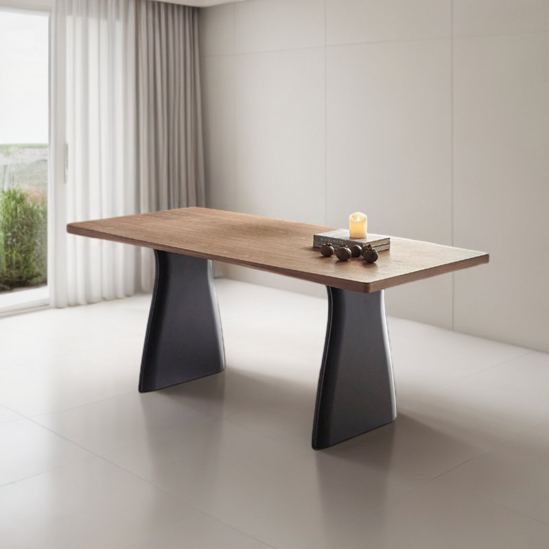 Majeeda Oak Solid Wood Dining Table, 27.55" W x 55.11" L