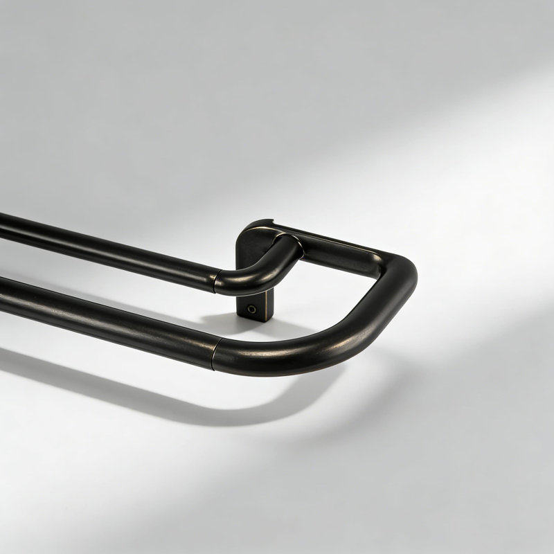 Double Curtain Rod Set With Wrap-Around Design For Complete Blackout, Room Darkening Panels And Layered Window Treatments