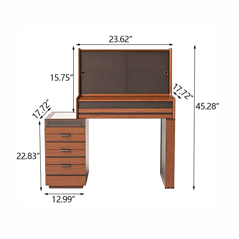Retro Retractable Storage Vanity Table